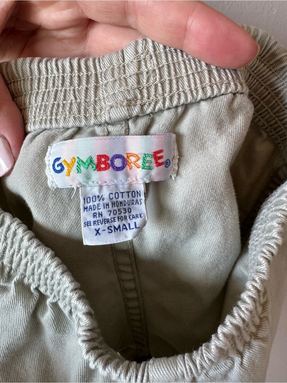Gymboree Vintage Rainbow Tag Tan Khaki Shorts with‎ Patch Size 9-18 months/XS